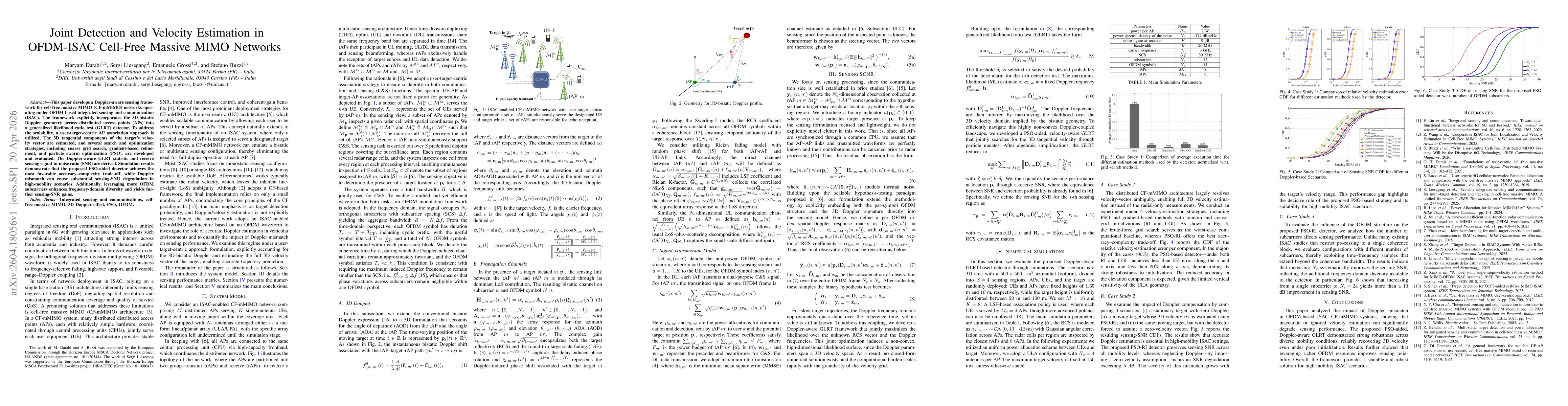 Thumbnail for Joint Detection and Velocity Estimation in OFDM-ISAC Cell-Free Massive MIMO Networks