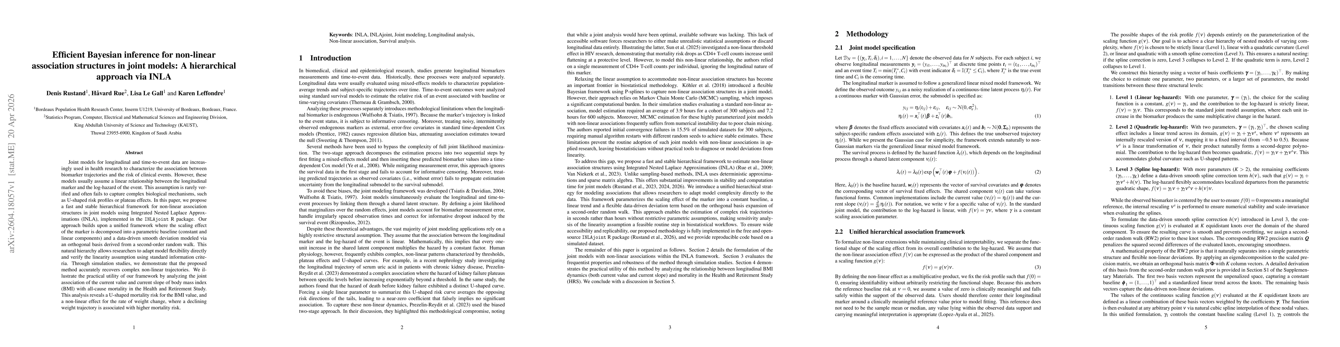 Thumbnail for Efficient Bayesian inference for non-linear association structures in joint models: A hierarchical approach via INLA