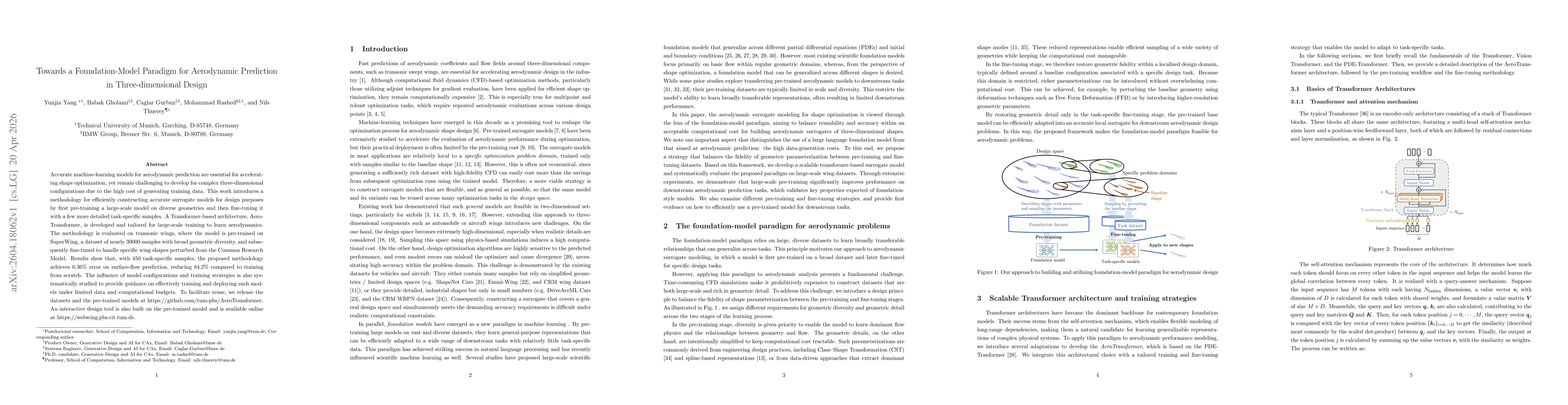 Thumbnail for Towards a Foundation-Model Paradigm for Aerodynamic Prediction in Three-dimensional Design