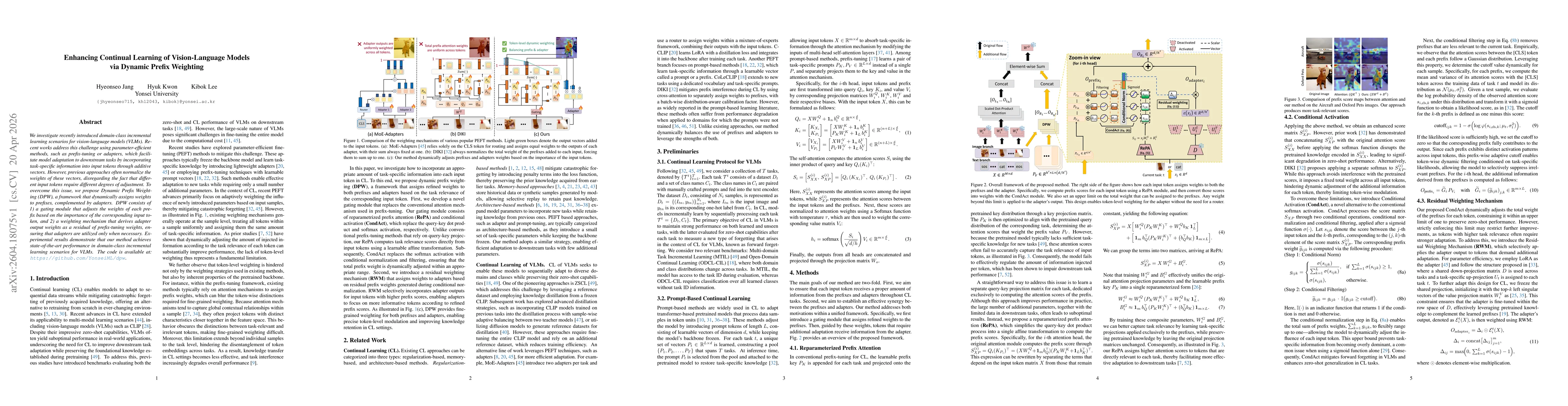 Thumbnail for Enhancing Continual Learning of Vision-Language Models via Dynamic Prefix Weighting