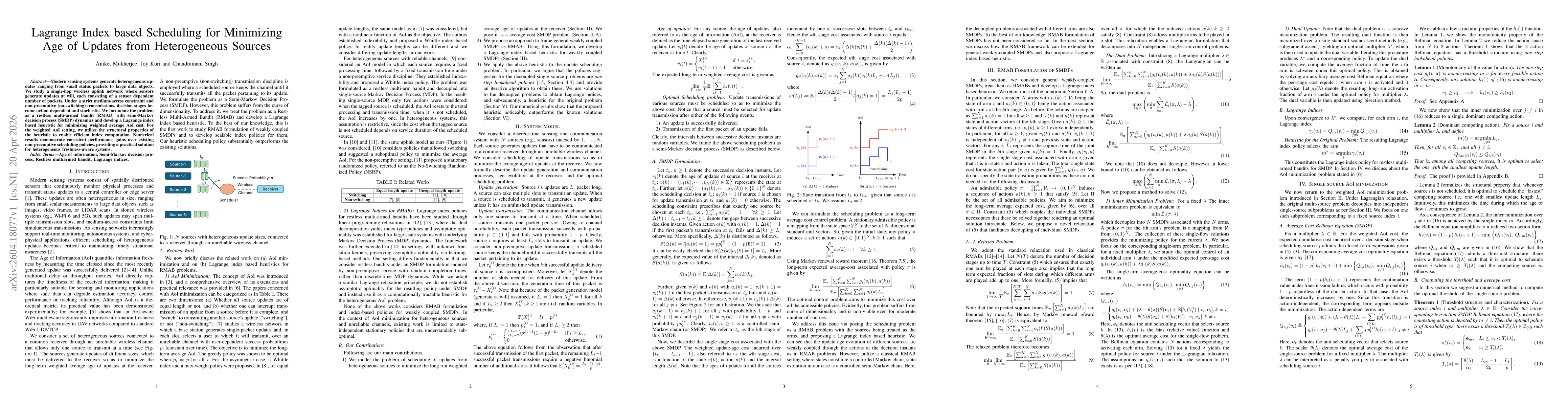 Thumbnail for Lagrange Index based Scheduling for Minimizing Age of Updates from Heterogeneous Sources