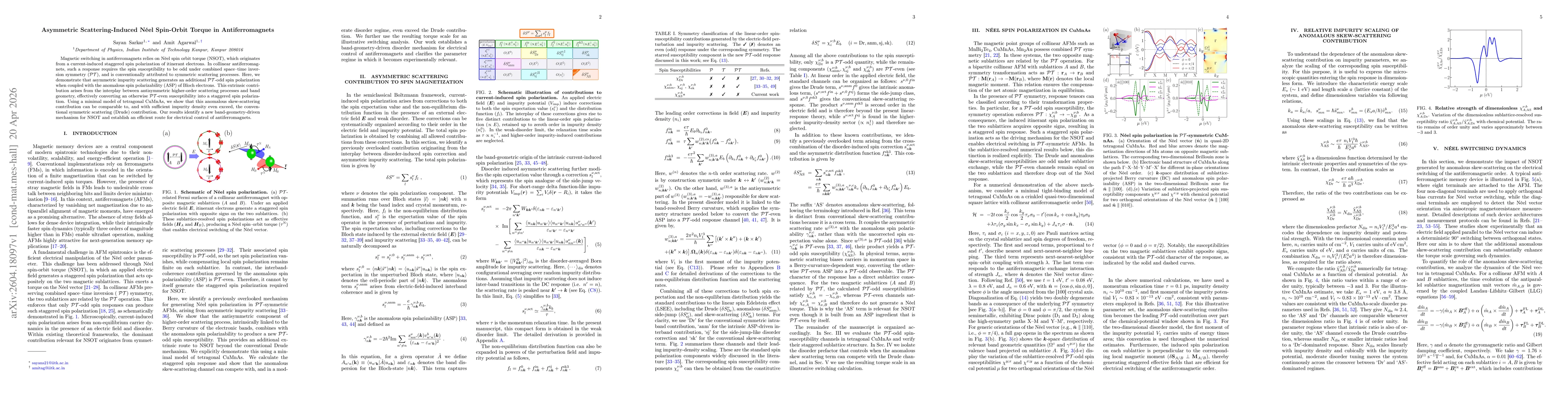 Thumbnail for Asymmetric Scattering-Induced Neel Spin-Orbit Torque in Antiferromagnets