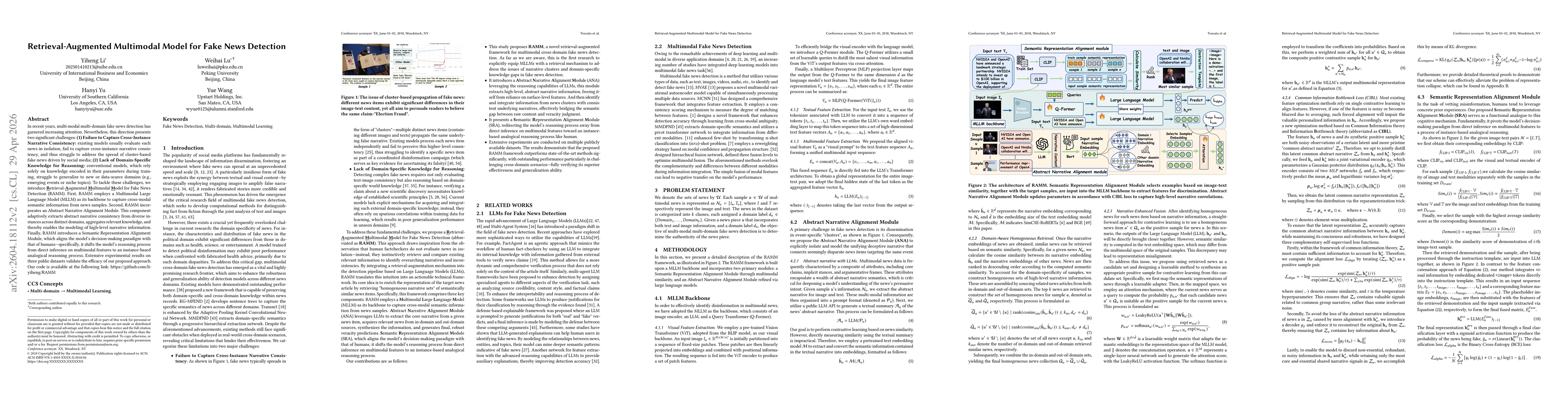 Thumbnail for Retrieval-Augmented Multimodal Model for Fake News Detection