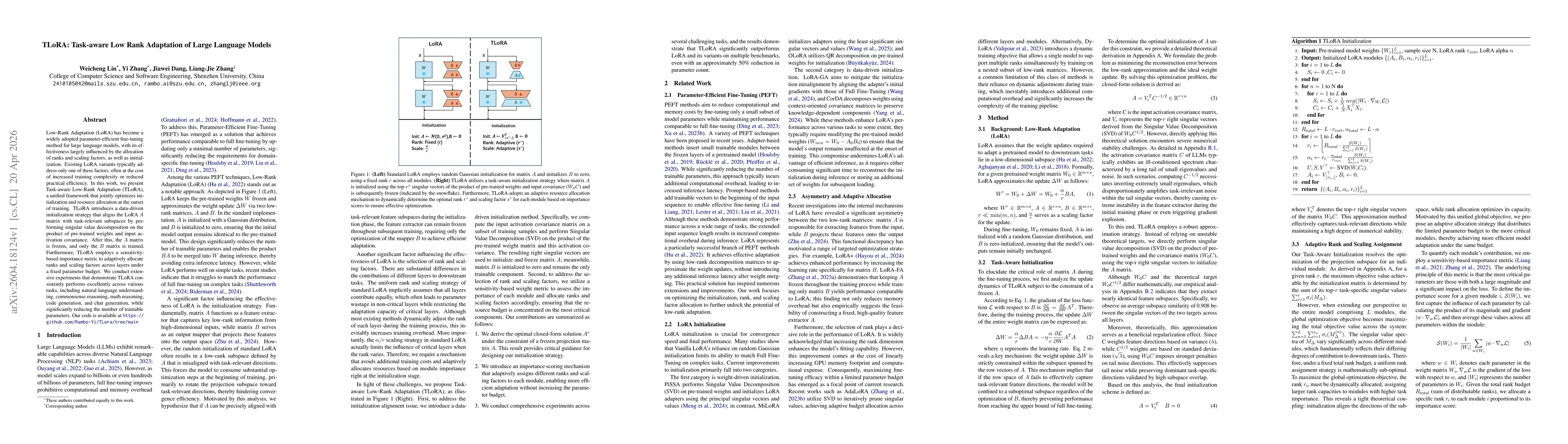 Thumbnail for TLoRA: Task-aware Low Rank Adaptation of Large Language Models