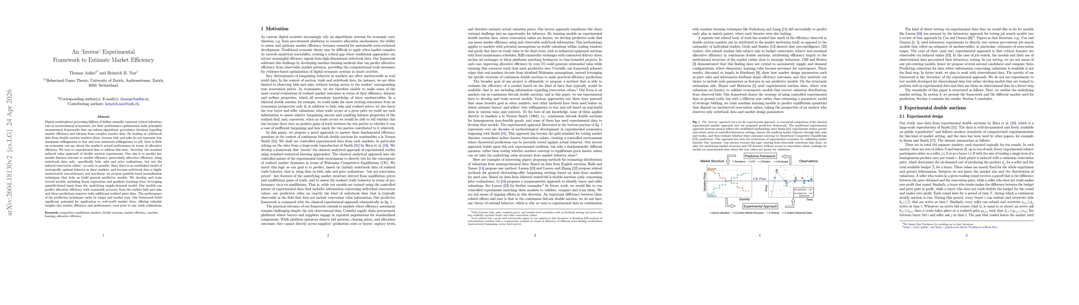 Thumbnail for An `Inverse' Experimental Framework to Estimate Market Efficiency