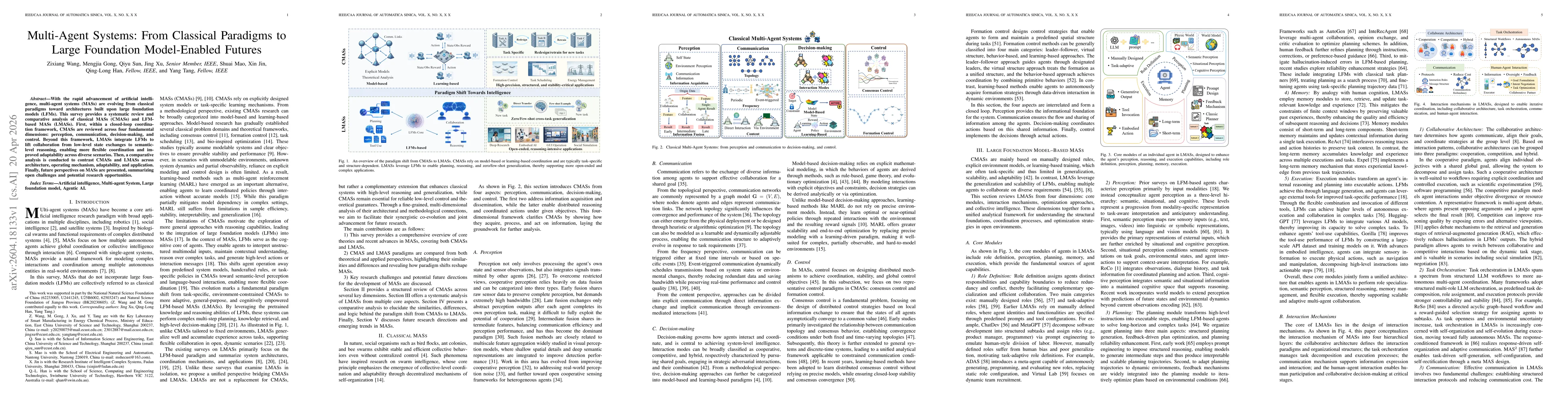 Thumbnail for Multi-Agent Systems: From Classical Paradigms to Large Foundation Model-Enabled Futures