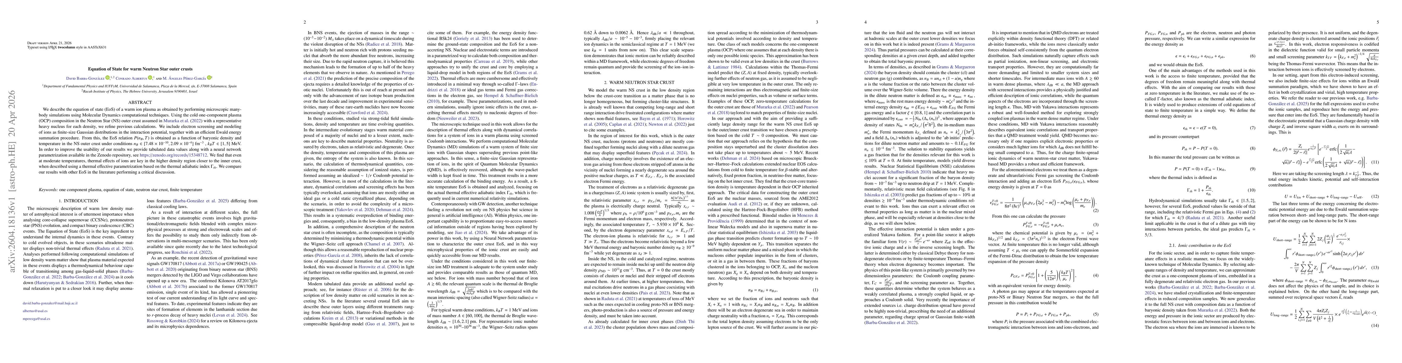Thumbnail for Equation of State for warm Neutron Star outer crusts