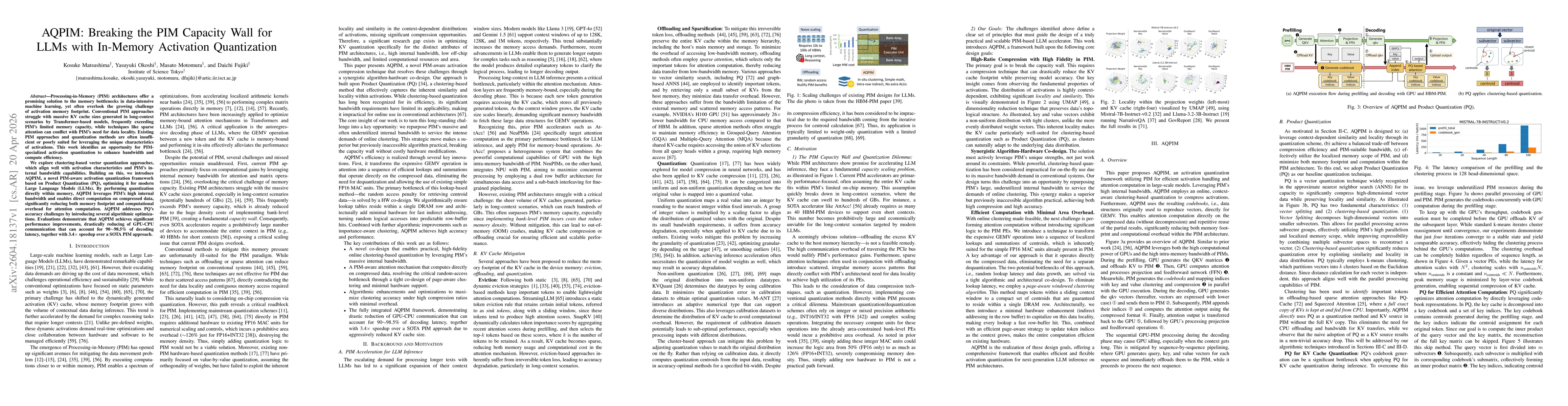 Thumbnail for AQPIM: Breaking the PIM Capacity Wall for LLMs with In-Memory Activation Quantization