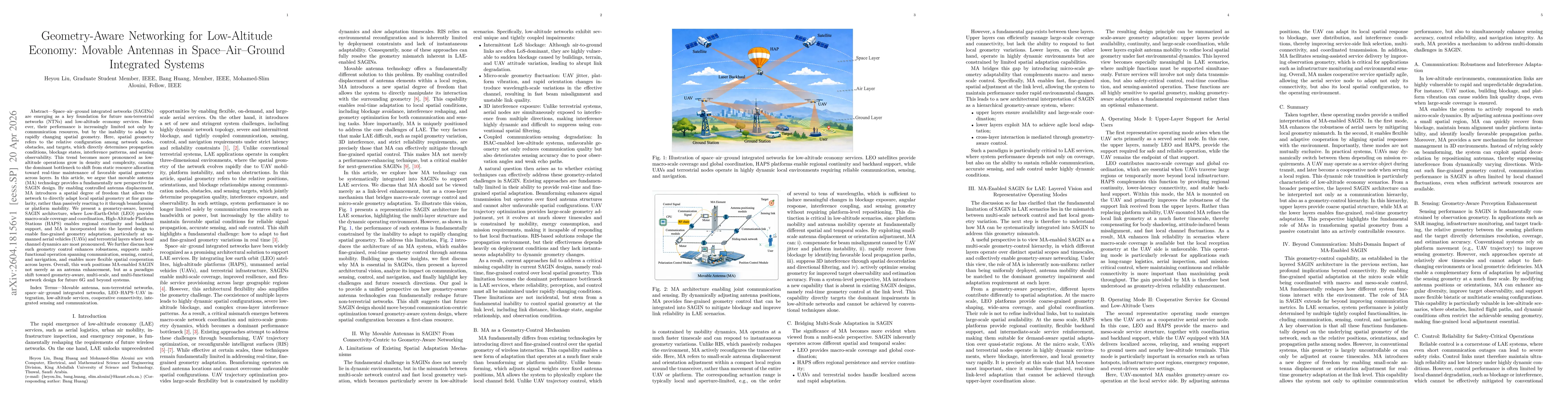 Thumbnail for Geometry-Aware Networking for Low-Altitude Economy: Movable Antennas in Space-Air-Ground Integrated Systems