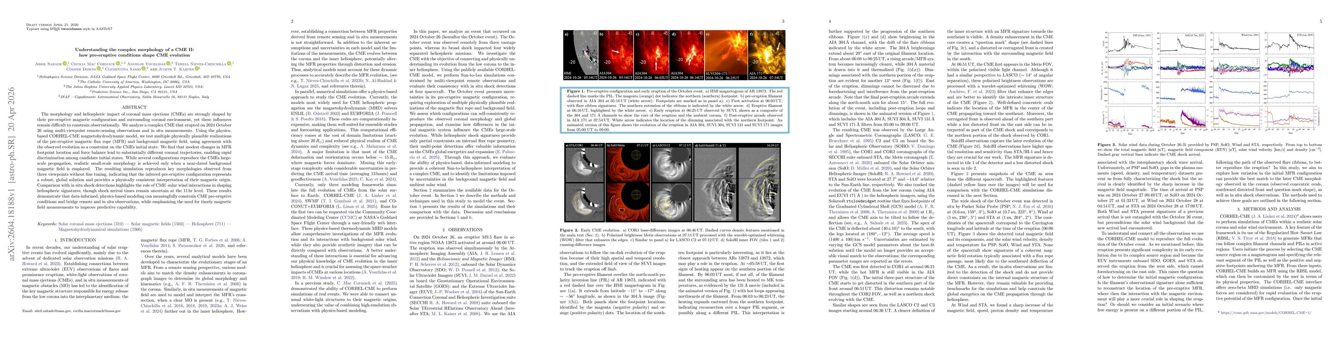 Thumbnail for Understanding the complex morphology of a CME II: how pre-eruptive conditions shape CME evolution