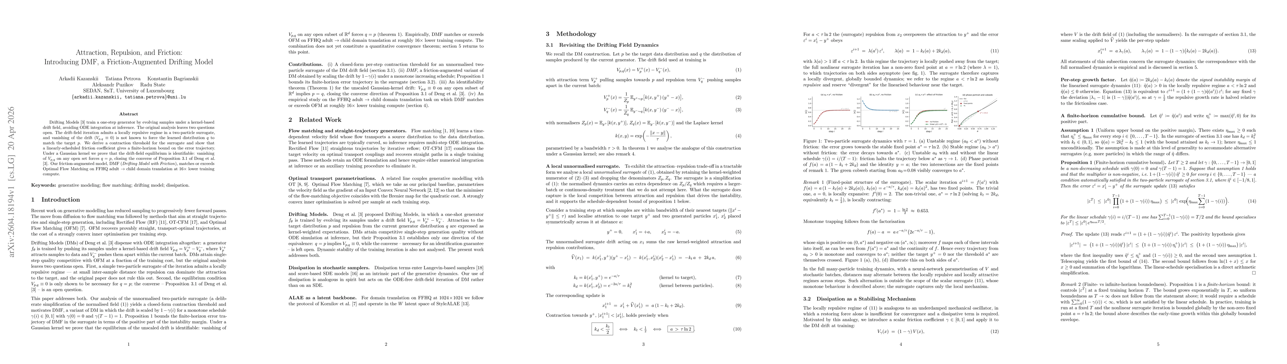 Thumbnail for Attraction, Repulsion, and Friction: Introducing DMF, a Friction-Augmented Drifting Model