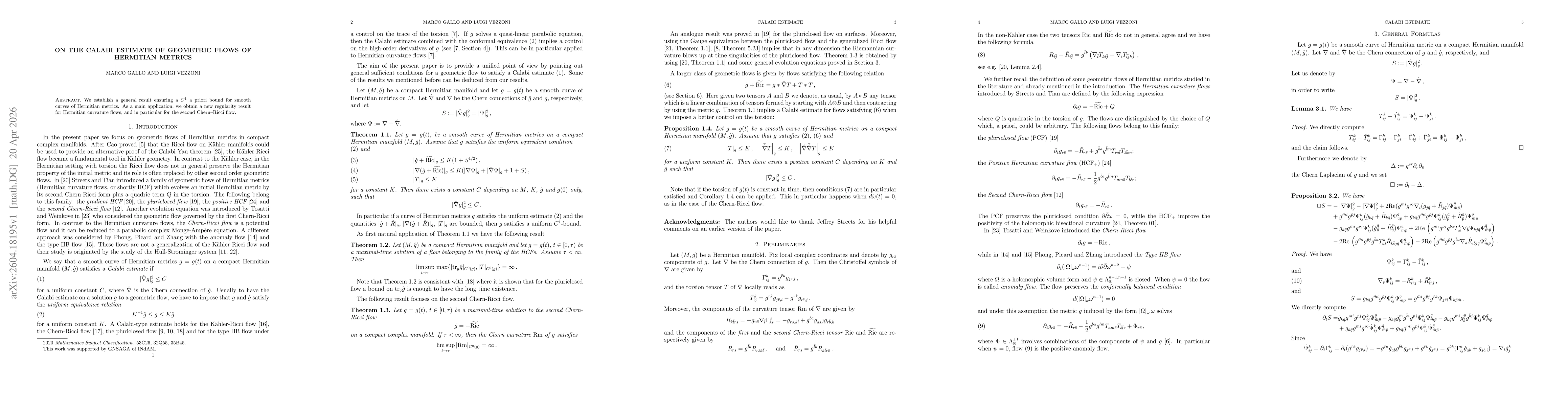 Thumbnail for On the Calabi estimate of geometric flows of Hermitian metrics