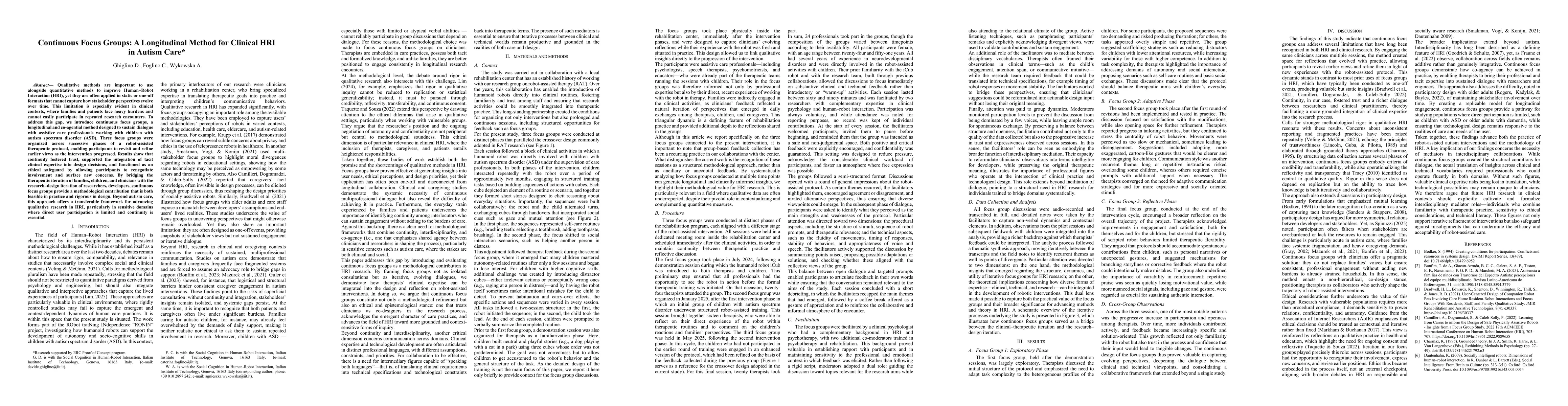 Thumbnail for Continuous Focus Groups: A Longitudinal Method for Clinical HRI in Autism Care