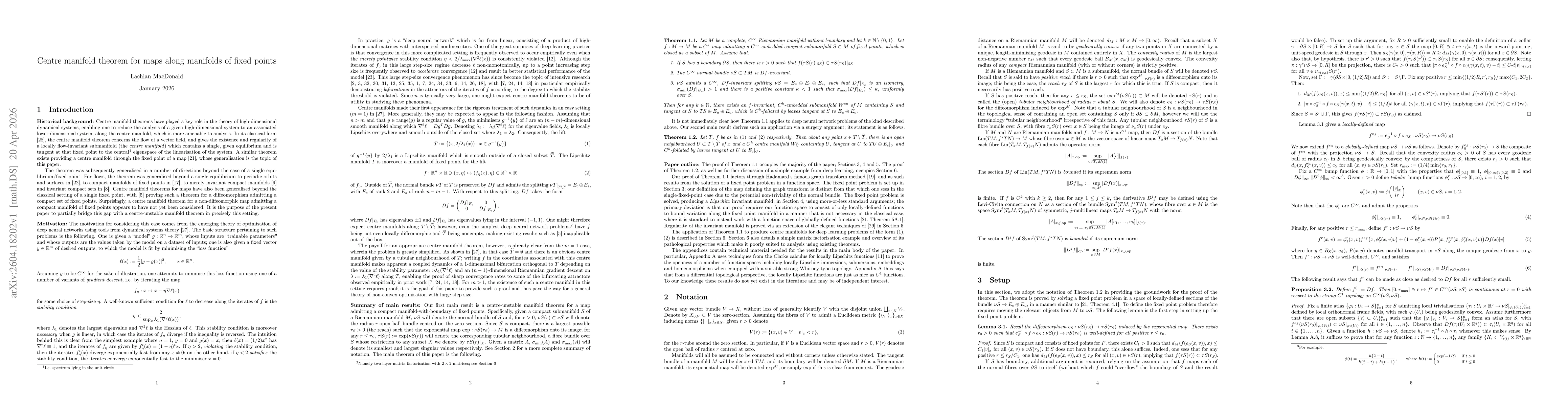 Thumbnail for Centre manifold theorem for maps along manifolds of fixed points