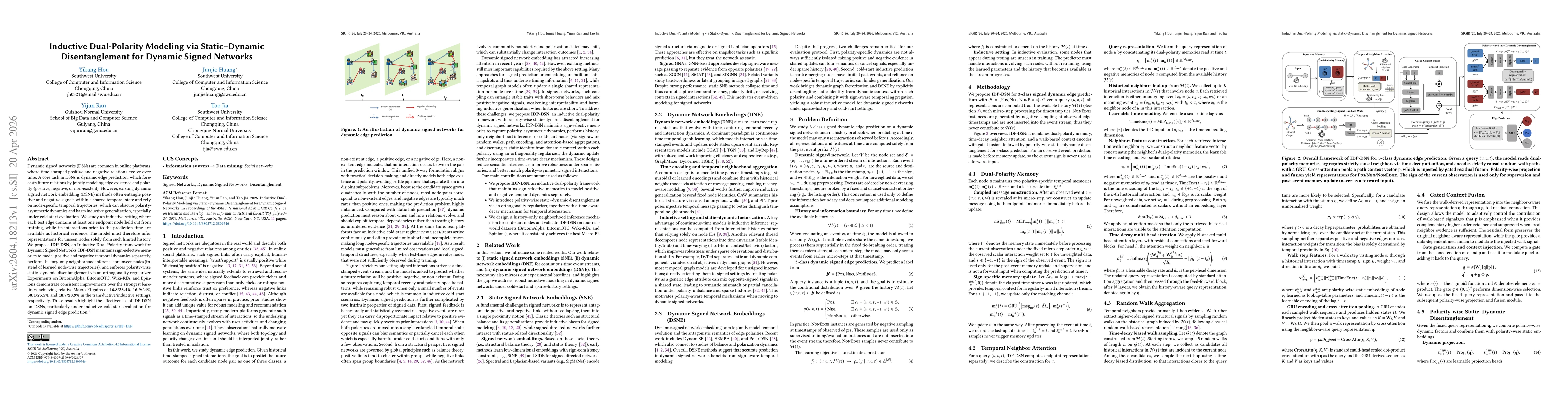 Thumbnail for Inductive Dual-Polarity Modeling via Static-Dynamic Disentanglement for Dynamic Signed Networks
