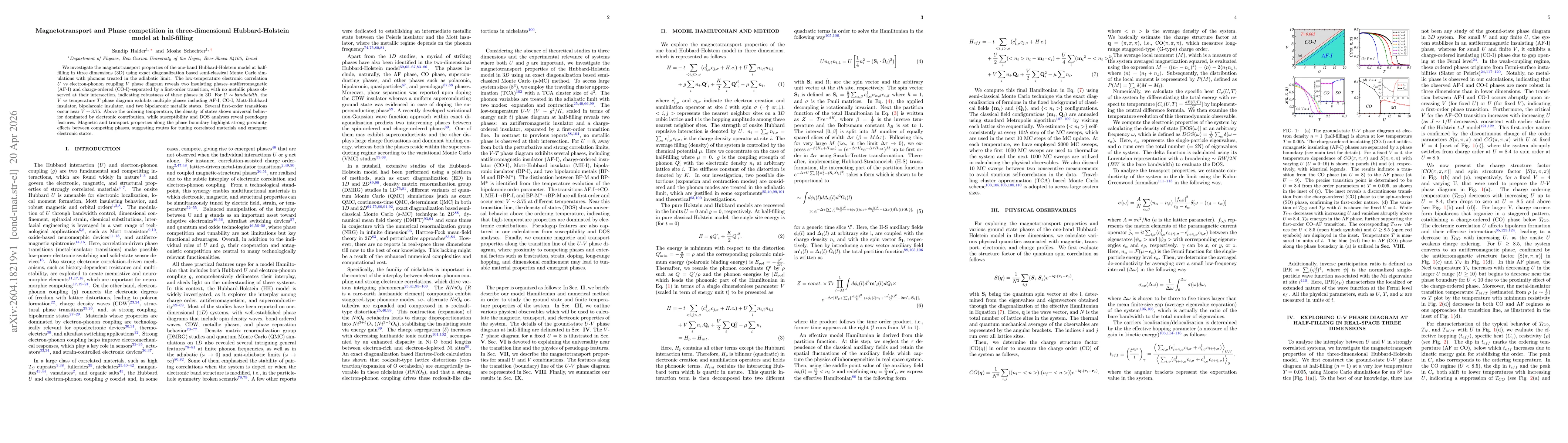 Thumbnail for Magnetotransport and Phase competition in three-dimensional Hubbard-Holstein model at half-filling