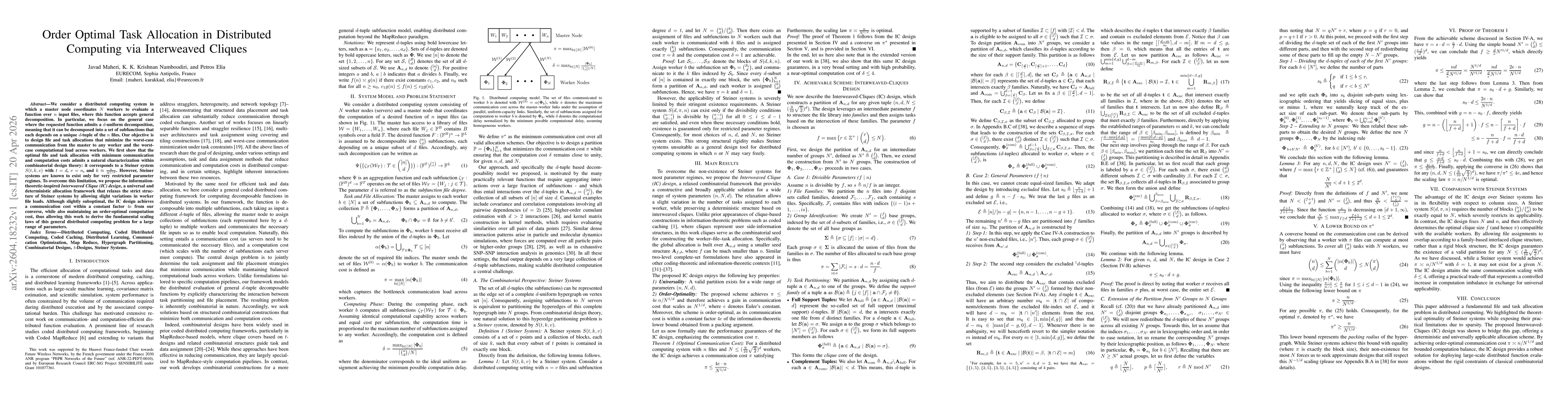 Thumbnail for Order Optimal Task Allocation in Distributed Computing via Interweaved Cliques