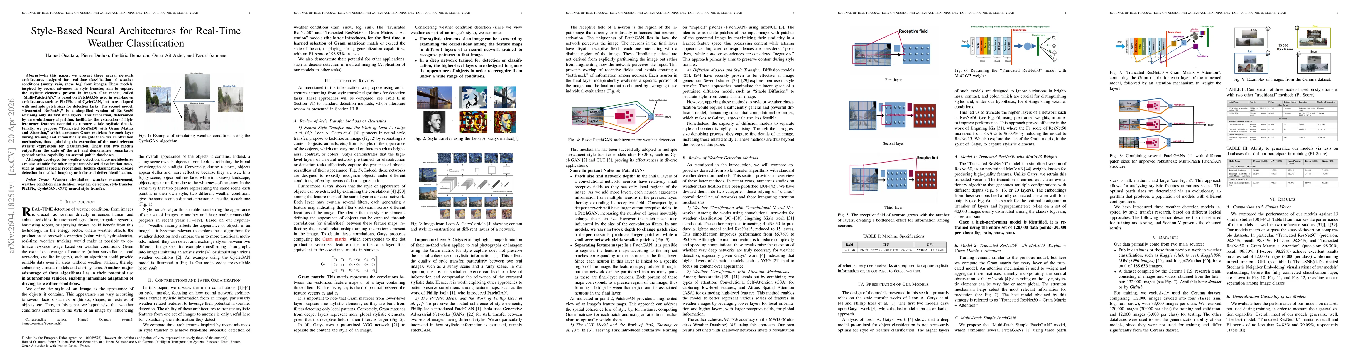 Thumbnail for Style-Based Neural Architectures for Real-Time Weather Classification