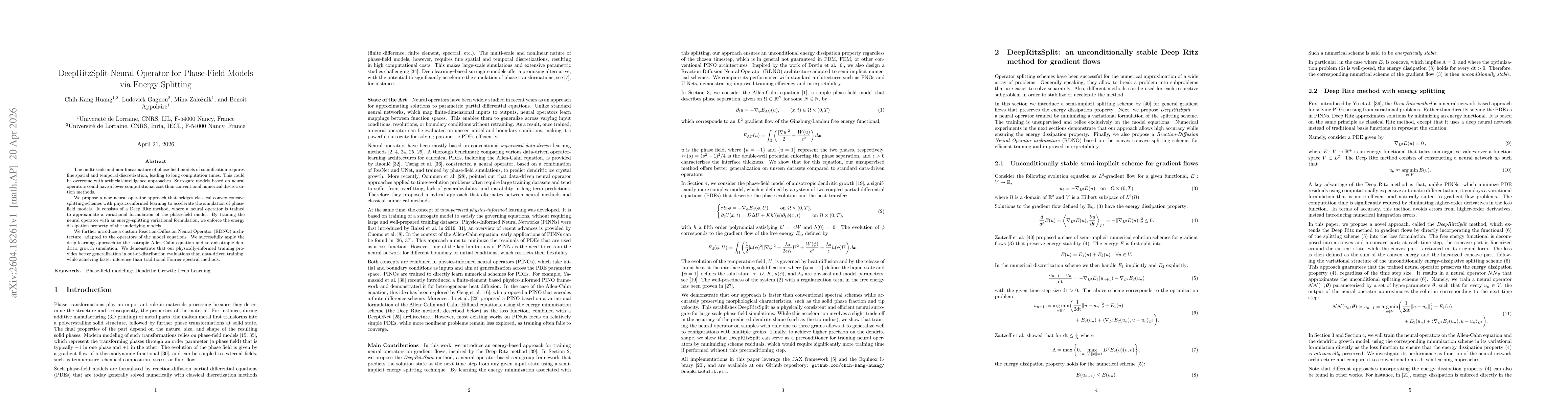 Thumbnail for DeepRitzSplit Neural Operator for Phase-Field Models via Energy Splitting