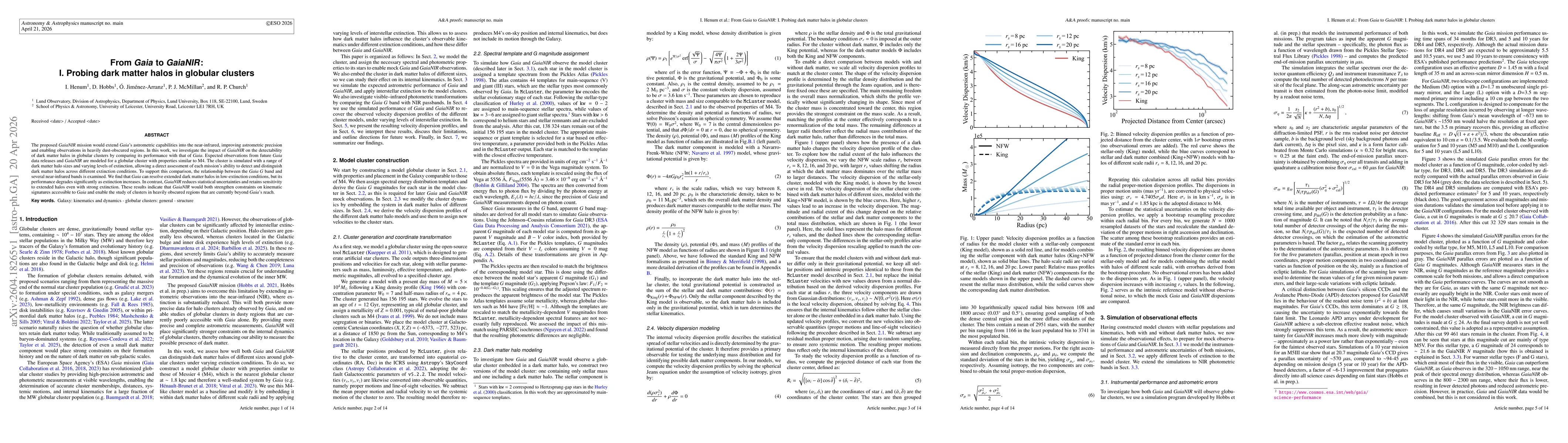 Thumbnail for From Gaia to GaiaNIR: I. Probing dark matter halos in globular clusters