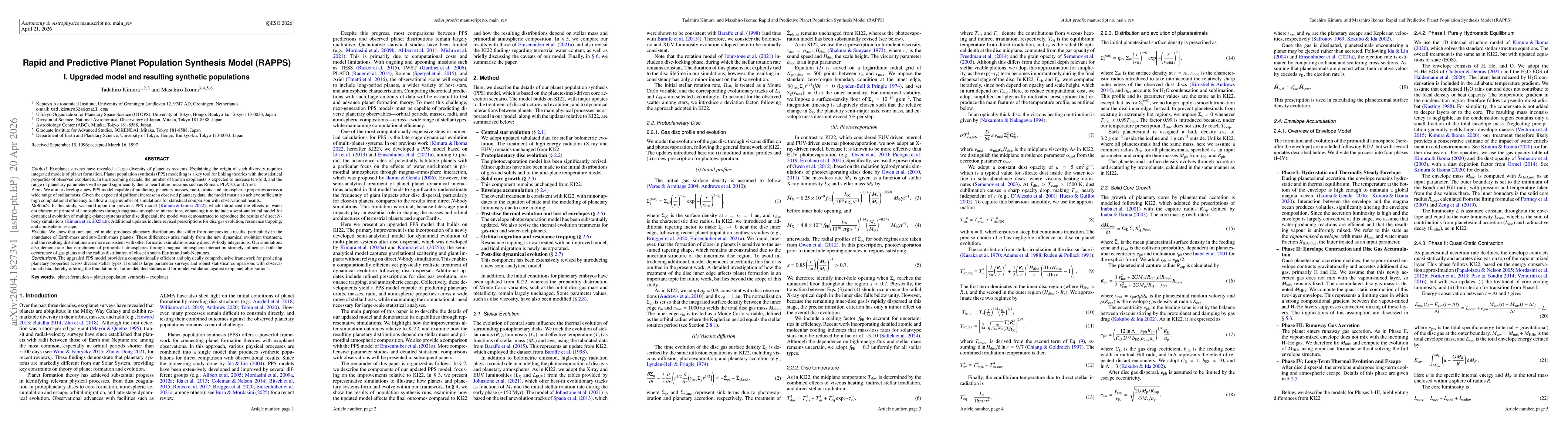 Thumbnail for Rapid and Predictive Planet Population Synthesis Model (RAPPS) I. Upgraded model and resulting synthetic populations