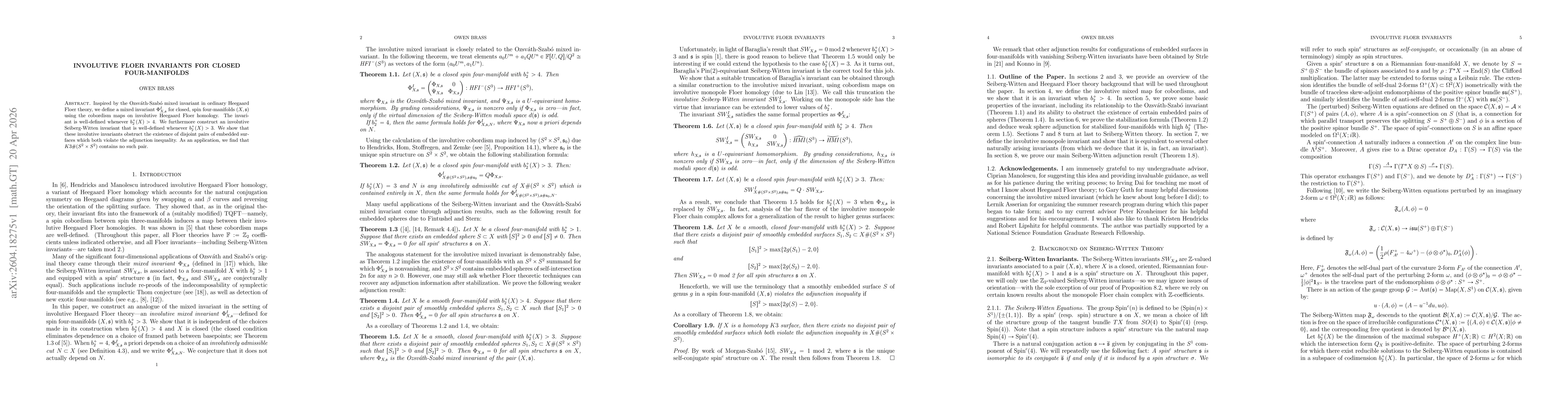 Thumbnail for Involutive Floer Invariants for Closed Four-Manifolds