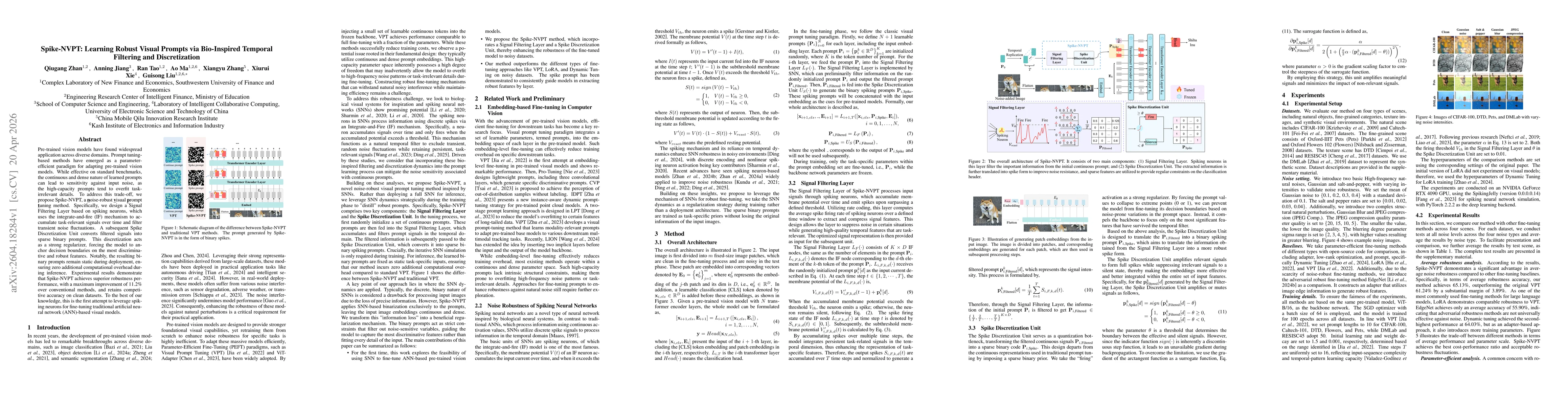 Thumbnail for Spike-NVPT: Learning Robust Visual Prompts via Bio-Inspired Temporal Filtering and Discretization