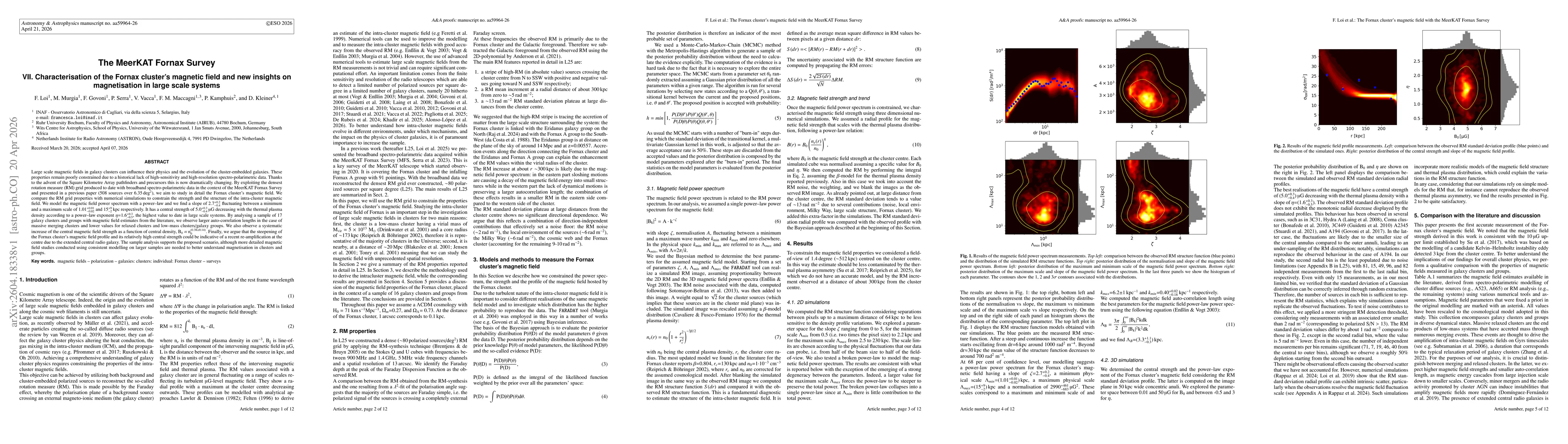Thumbnail for The MeerKAT Fornax Survey VII. Characterisation of the Fornax cluster's magnetic field and new insights on magnetisation in large scale systems