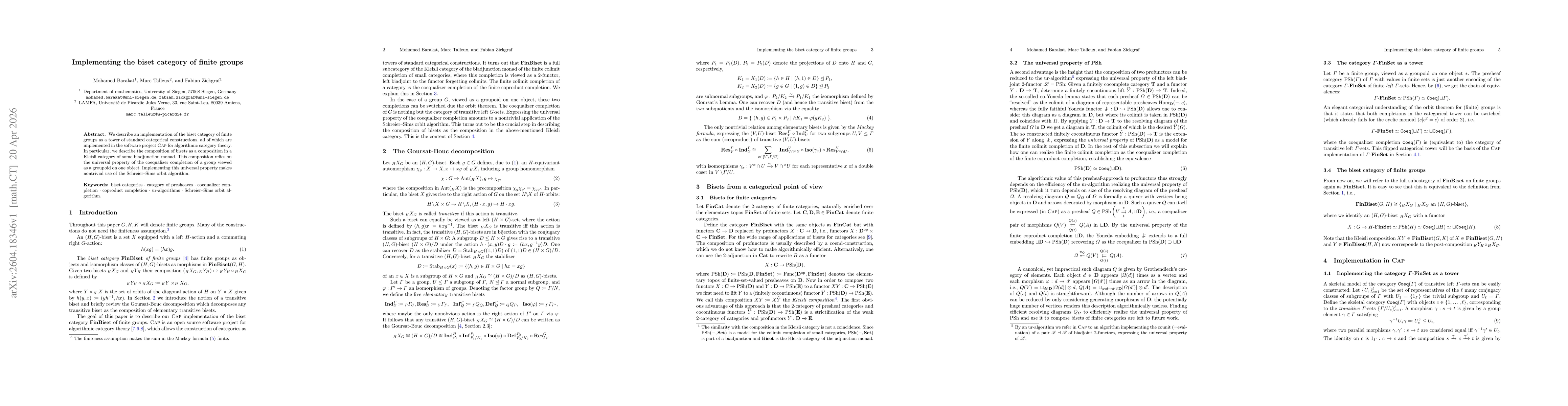 Thumbnail for Implementing the biset category of finite groups