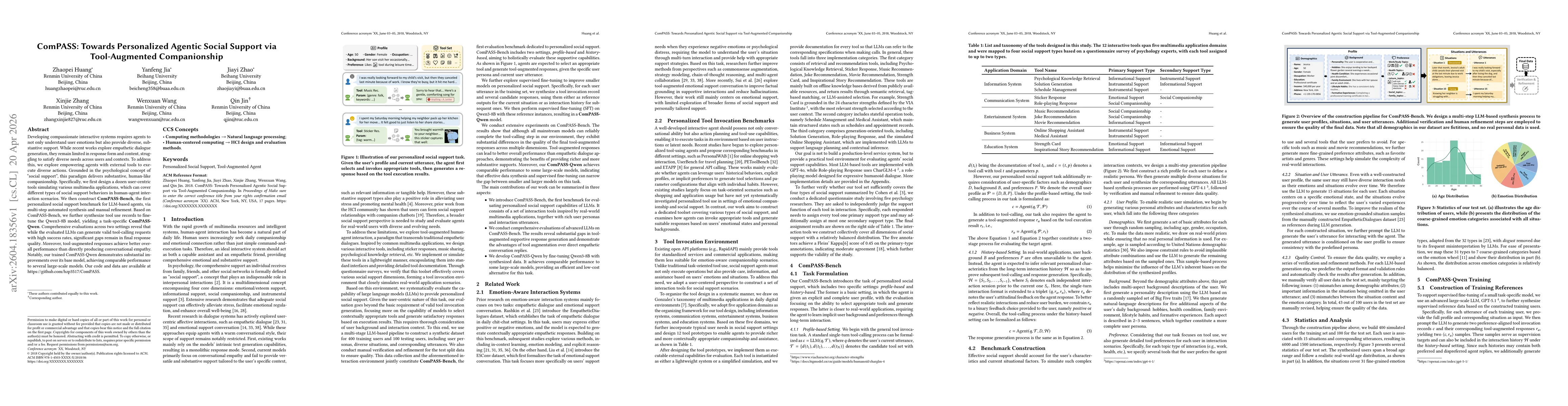 Thumbnail for ComPASS: Towards Personalized Agentic Social Support via Tool-Augmented Companionship
