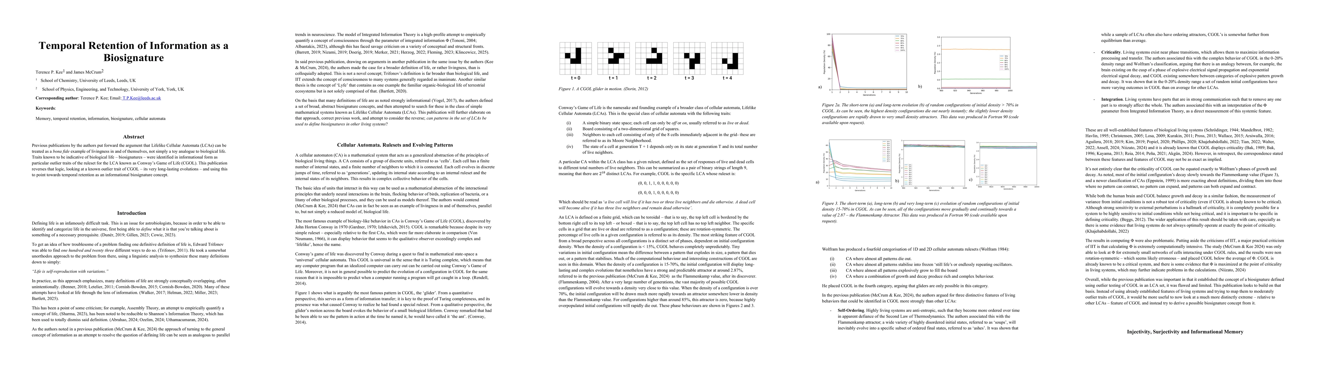 Thumbnail for Temporal Retention of Information as a Biosignature
