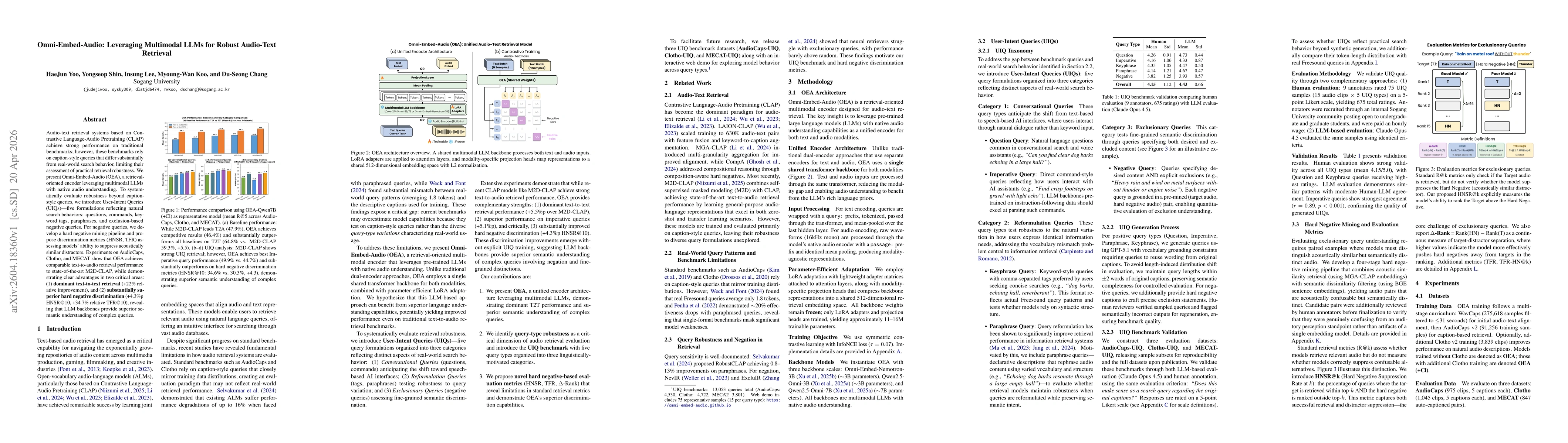 Thumbnail for Omni-Embed-Audio: Leveraging Multimodal LLMs for Robust Audio-Text Retrieval