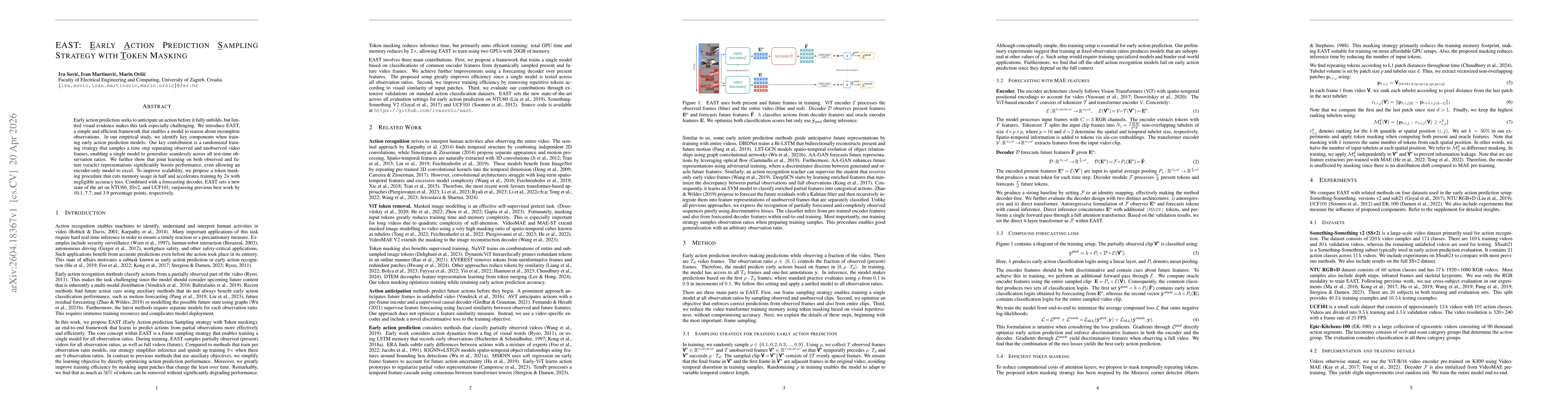Thumbnail for EAST: Early Action Prediction Sampling Strategy with Token Masking