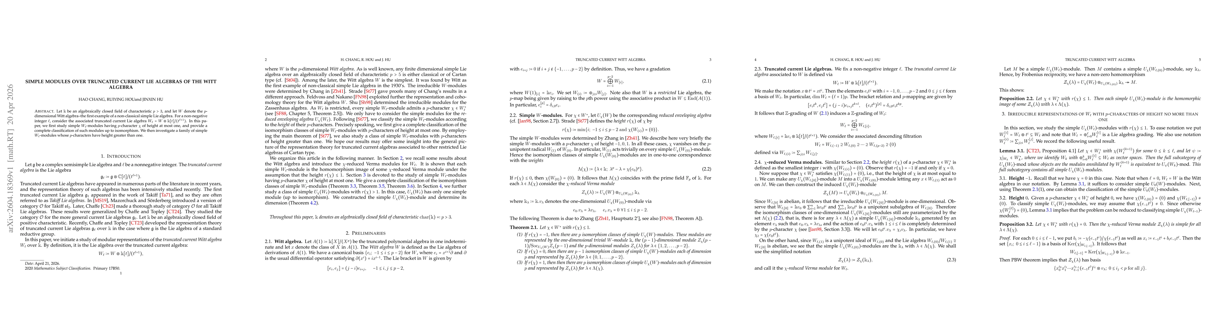 Thumbnail for Simple modules over truncated current Lie algebras of the Witt algebra