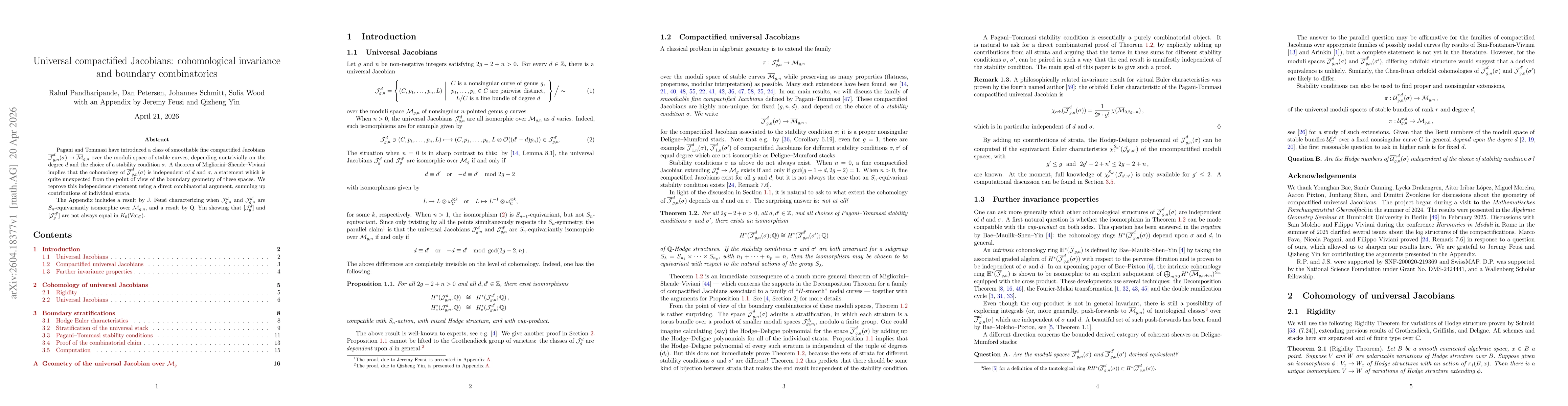 Thumbnail for Universal compactified Jacobians: cohomological invariance and boundary combinatorics