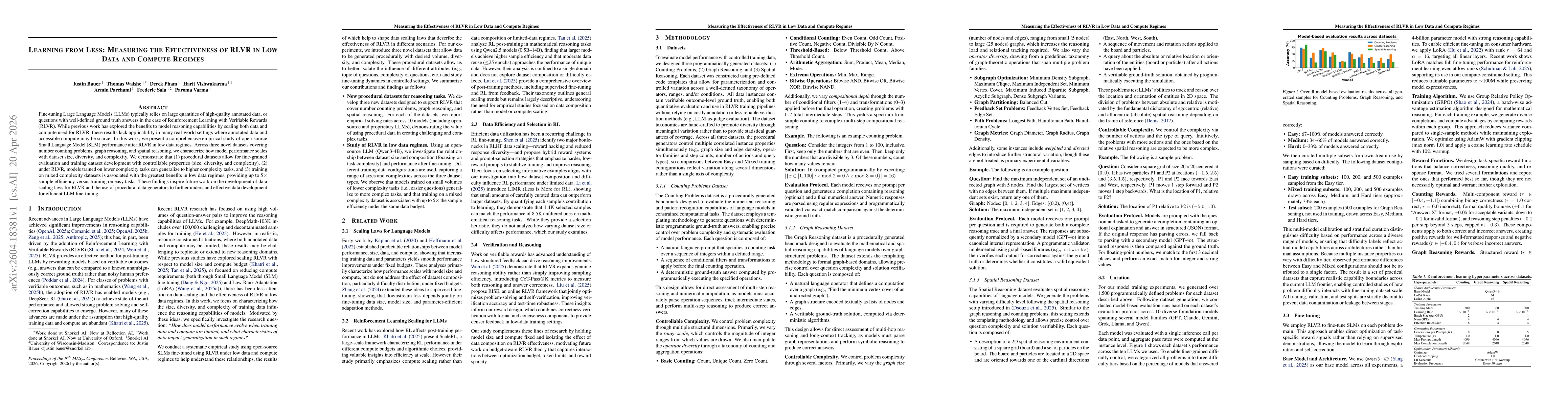 Thumbnail for Learning from Less: Measuring the Effectiveness of RLVR in Low Data and Compute Regimes