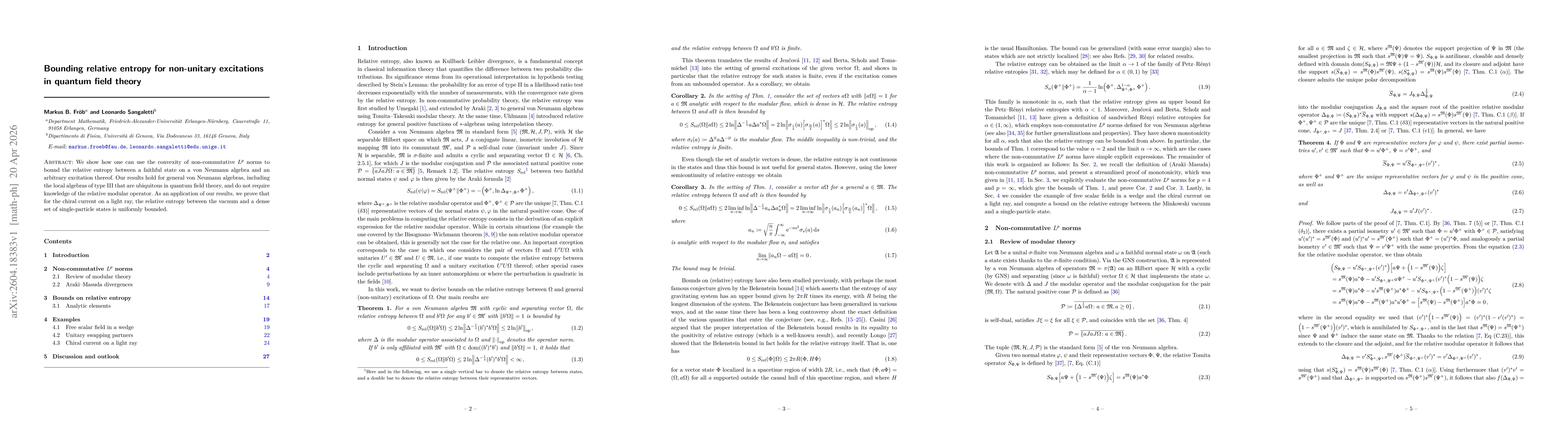 Thumbnail for Bounding relative entropy for non-unitary excitations in quantum field theory