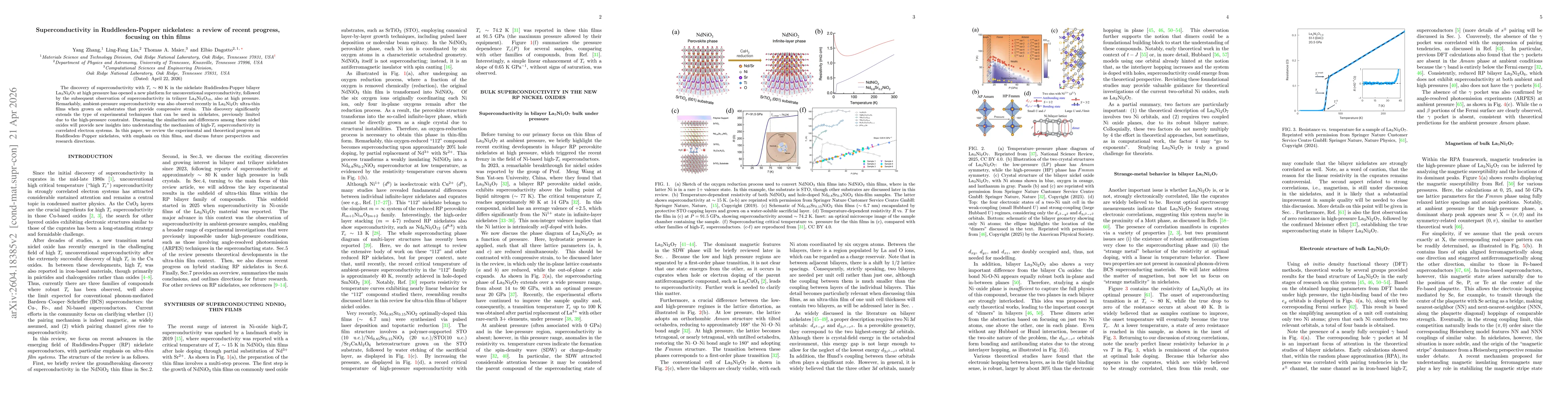 Thumbnail for Superconductivity in Ruddlesden-Popper nickelates: a review of recent progress, focusing on thin films