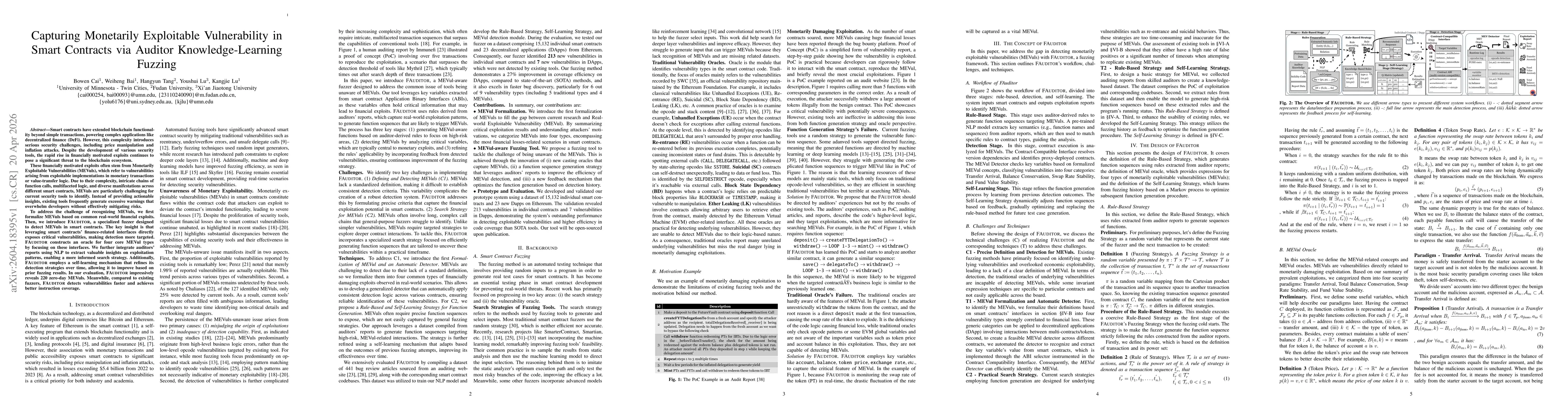 Thumbnail for Capturing Monetarily Exploitable Vulnerability in Smart Contracts via Auditor Knowledge-Learning Fuzzing