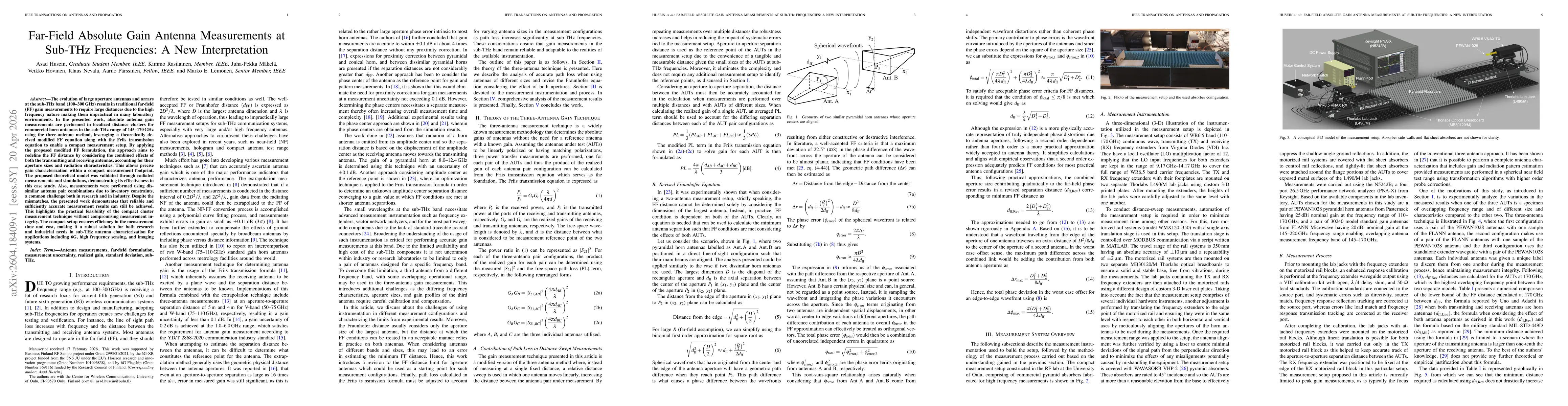 Thumbnail for Far-Field Absolute Gain Antenna Measurements at Sub-THz Frequencies: A New Interpretation