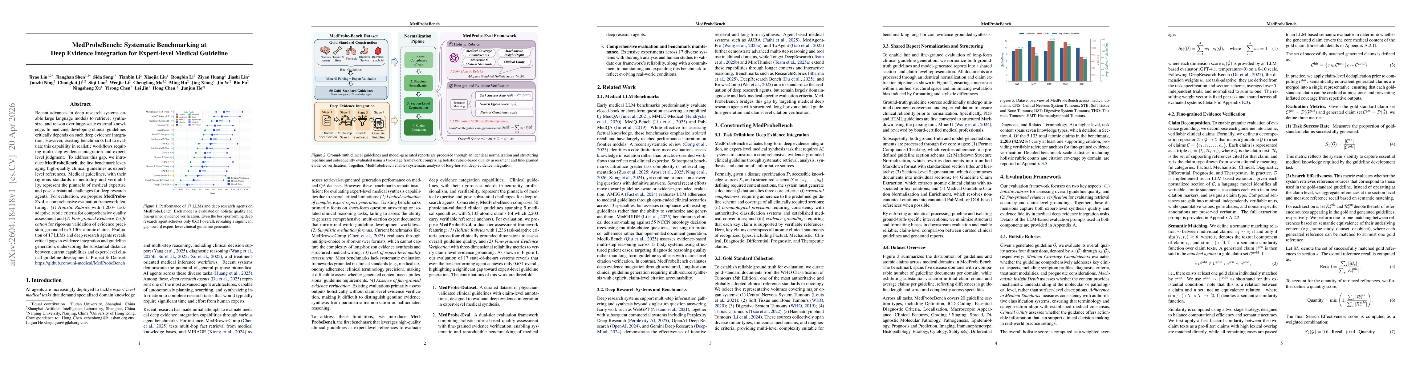 Thumbnail for MedProbeBench: Systematic Benchmarking at Deep Evidence Integration for Expert-level Medical Guideline