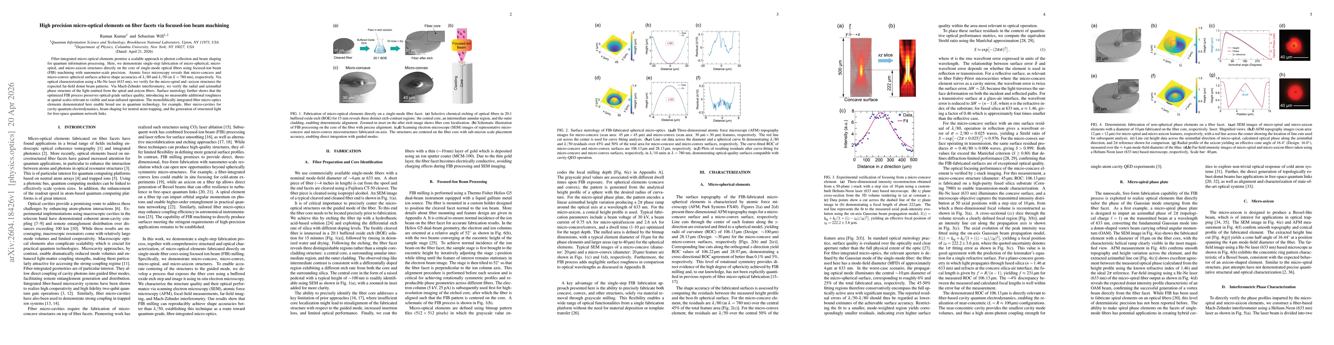 Thumbnail for High precision micro-optical elements on fiber facets via focused-ion beam machining