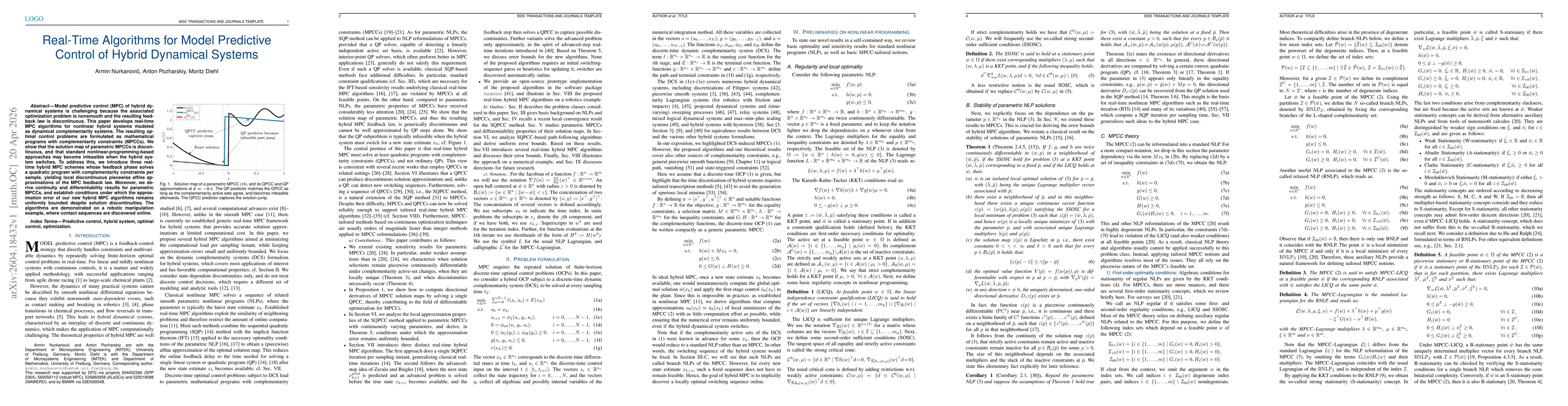 Thumbnail for Real-Time Algorithms for Model Predictive Control of Hybrid Dynamical Systems
