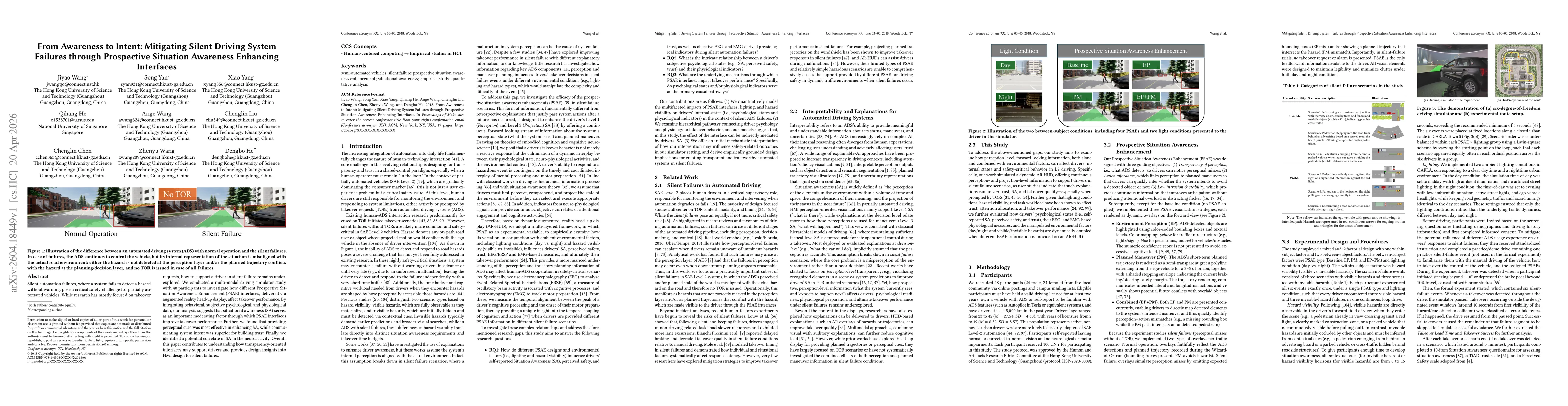 Thumbnail for From Awareness to Intent: Mitigating Silent Driving System Failures through Prospective Situation Awareness Enhancing Interfaces
