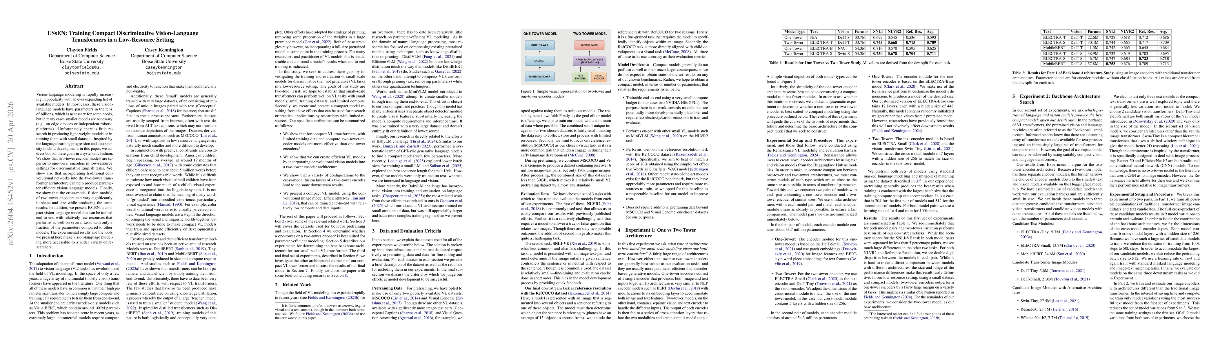 Thumbnail for ESsEN: Training Compact Discriminative Vision-Language Transformers in a Low-Resource Setting
