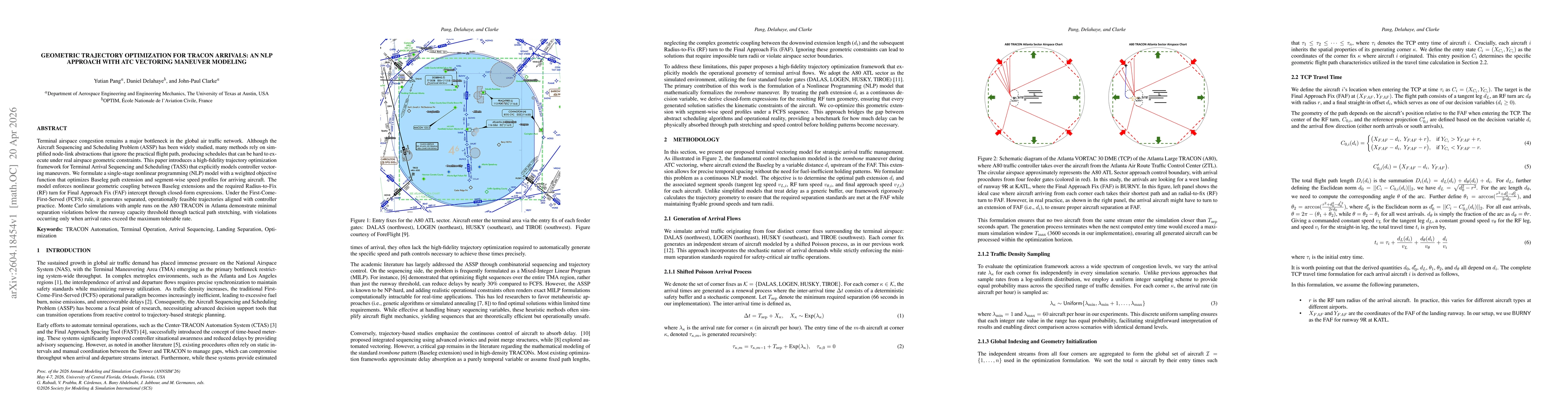Thumbnail for Geometric Trajectory Optimization for TRACON Arrivals: An NLP Approach with ATC Vectoring Maneuver Modeling