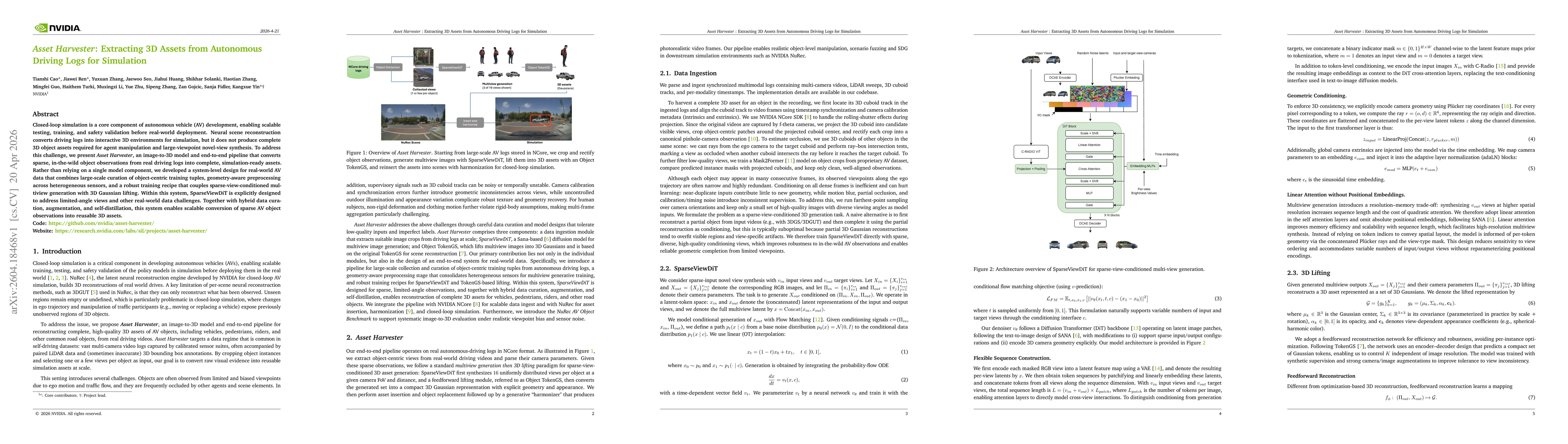 Thumbnail for Asset Harvester: Extracting 3D Assets from Autonomous Driving Logs for Simulation