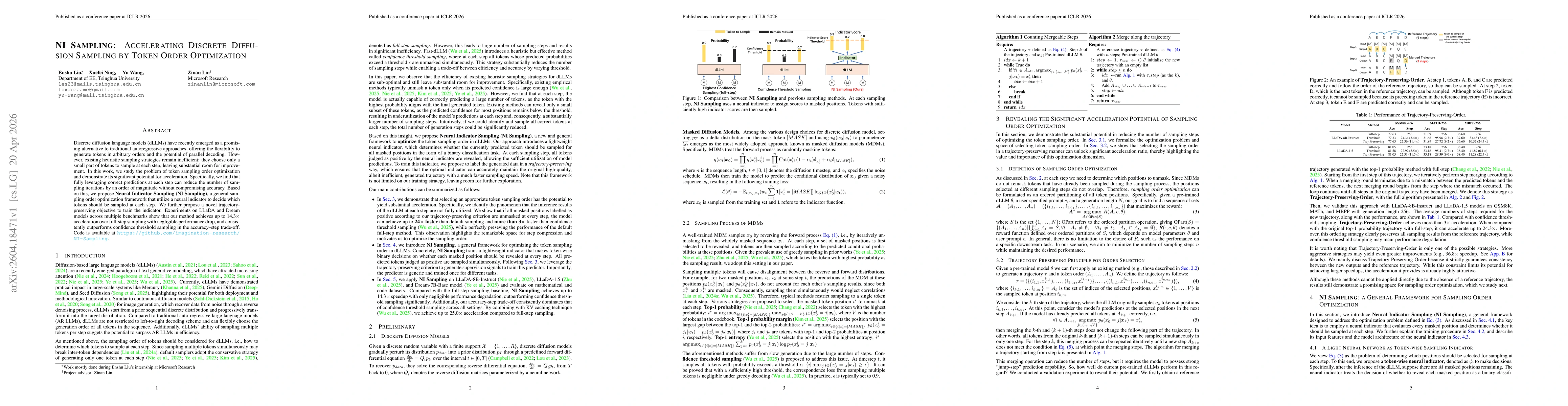 Thumbnail for NI Sampling: Accelerating Discrete Diffusion Sampling by Token Order Optimization