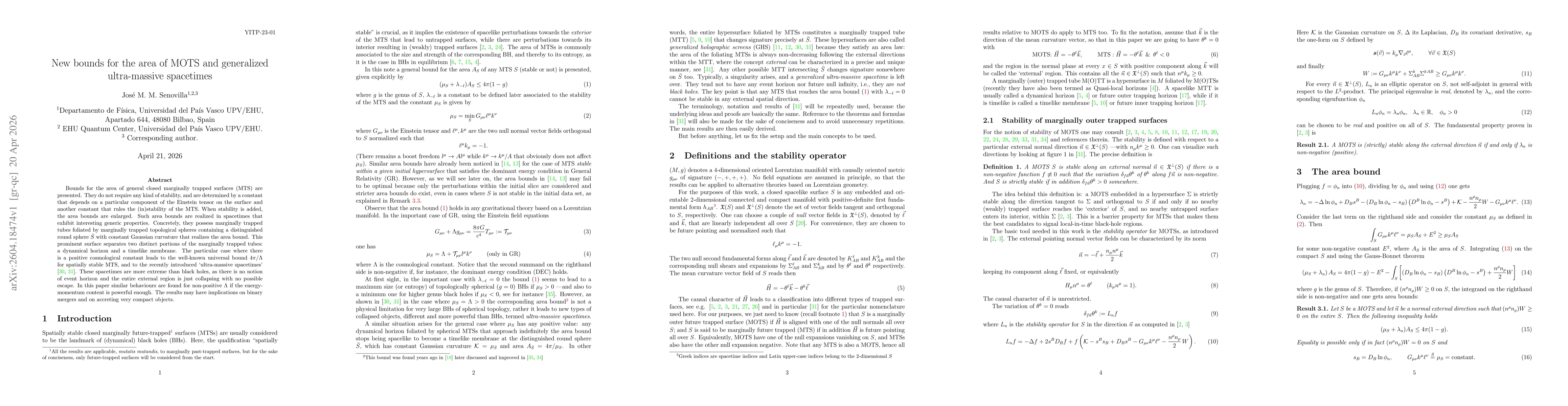 Thumbnail for New bounds for the area of MOTS and generalized ultra-massive spacetimes