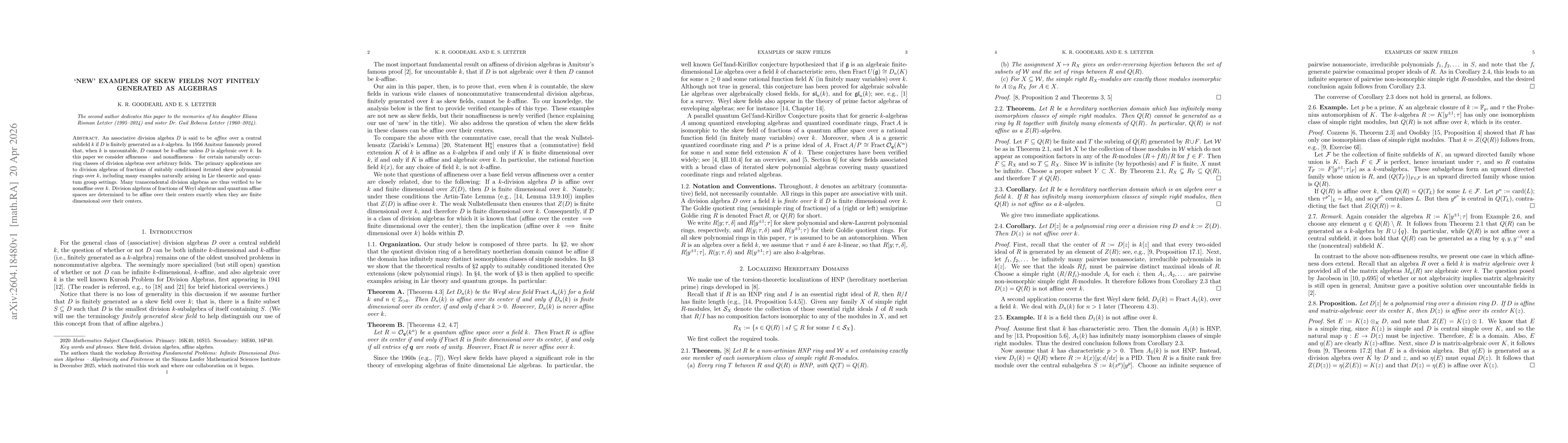 Thumbnail for `New' examples of skew fields not finitely generated as algebras